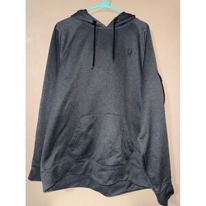 Spyder Active Mens Charcoal Gray Heather Hoodie Raglan Sleeve Zip Pocket XL